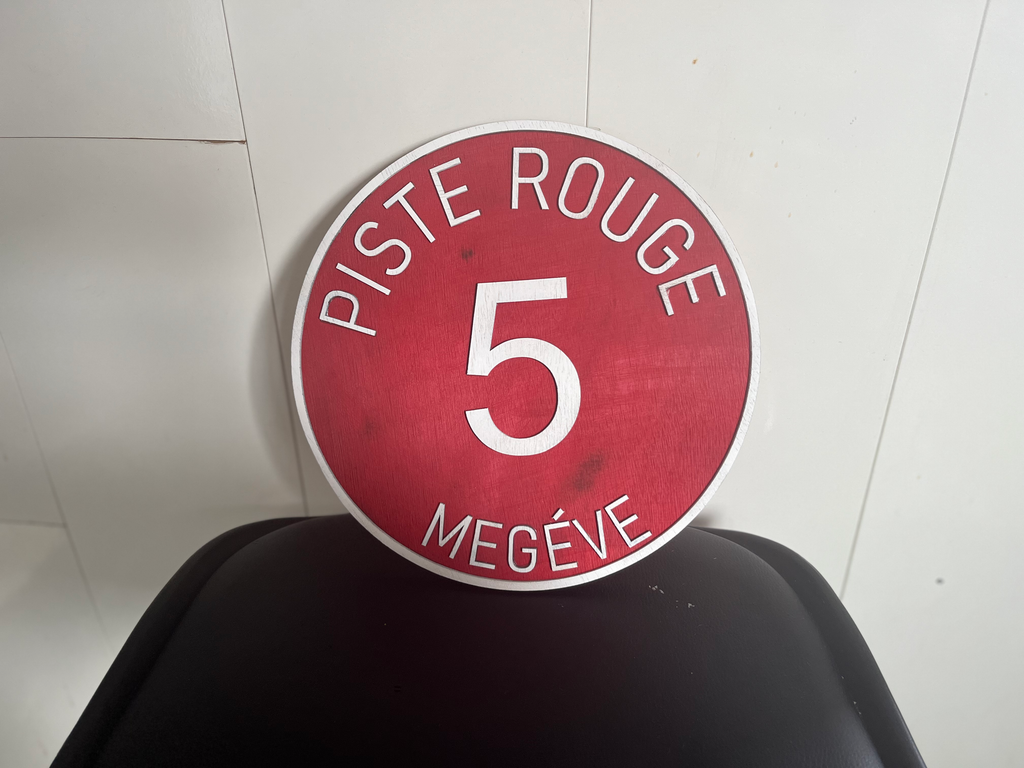 Panneau Bois Piste Rouge dia 20 cm