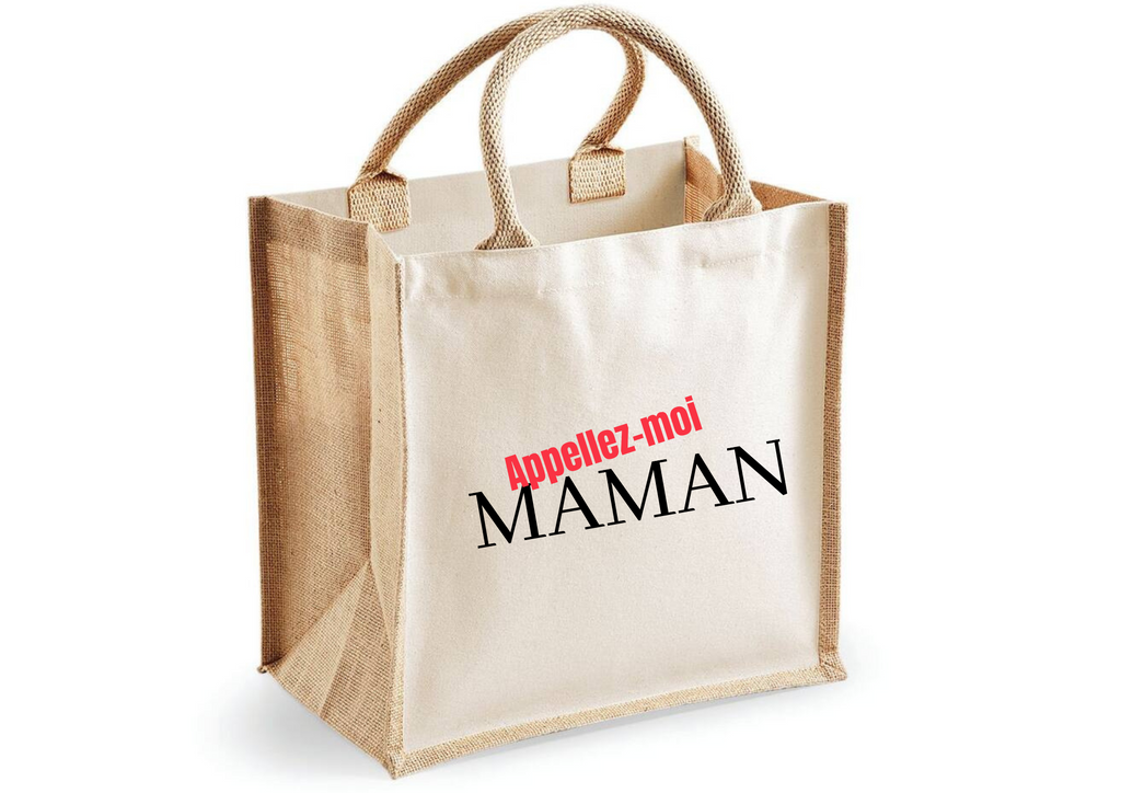 Jute shopping Tote Bag Appellez-moi Maman