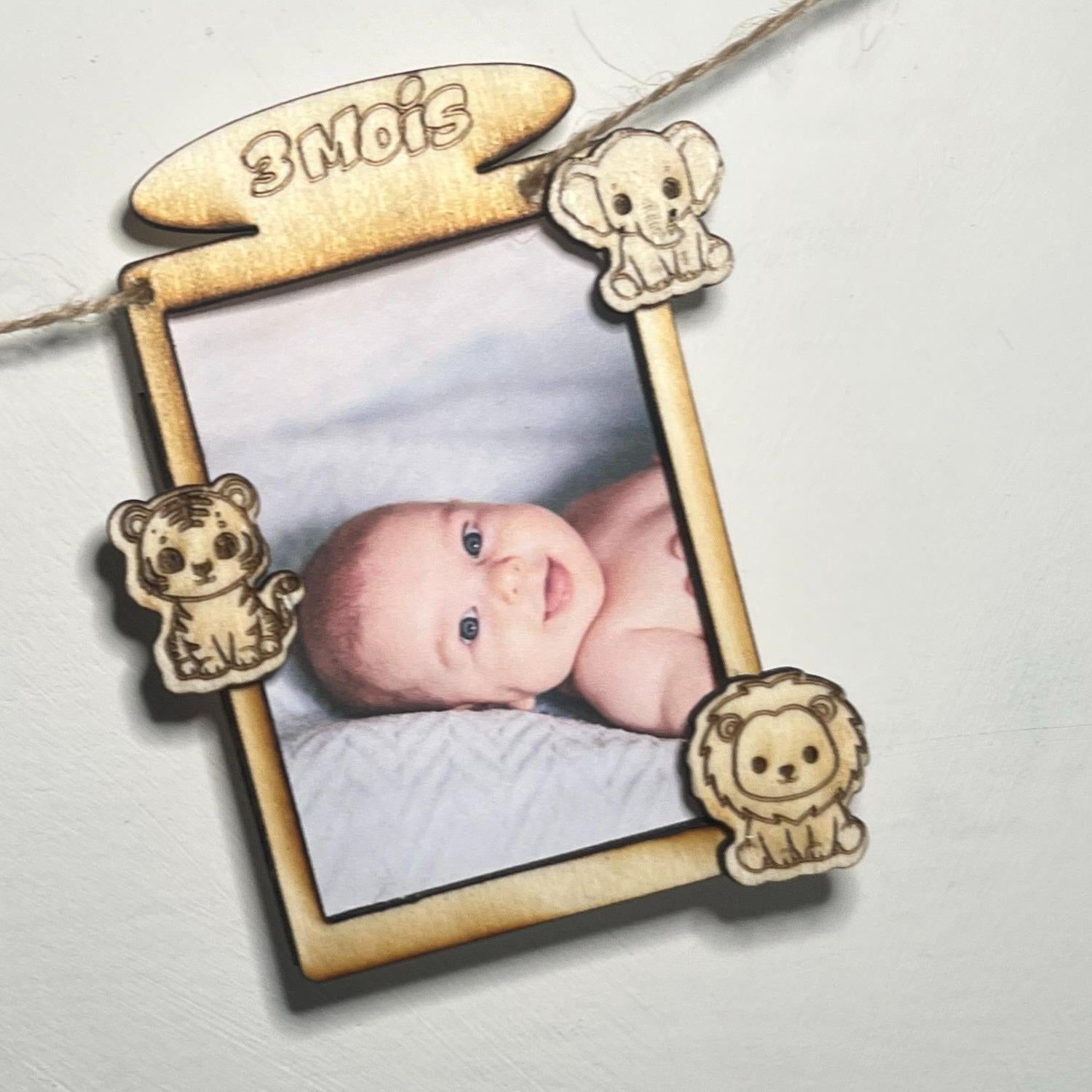 Cadre photo en bois personnalisable avec prénom, photo Naissance