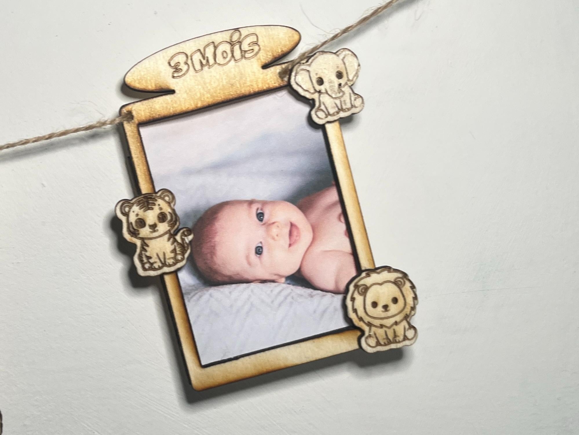 Cadre photo en bois personnalisable avec prénom, photo Naissance