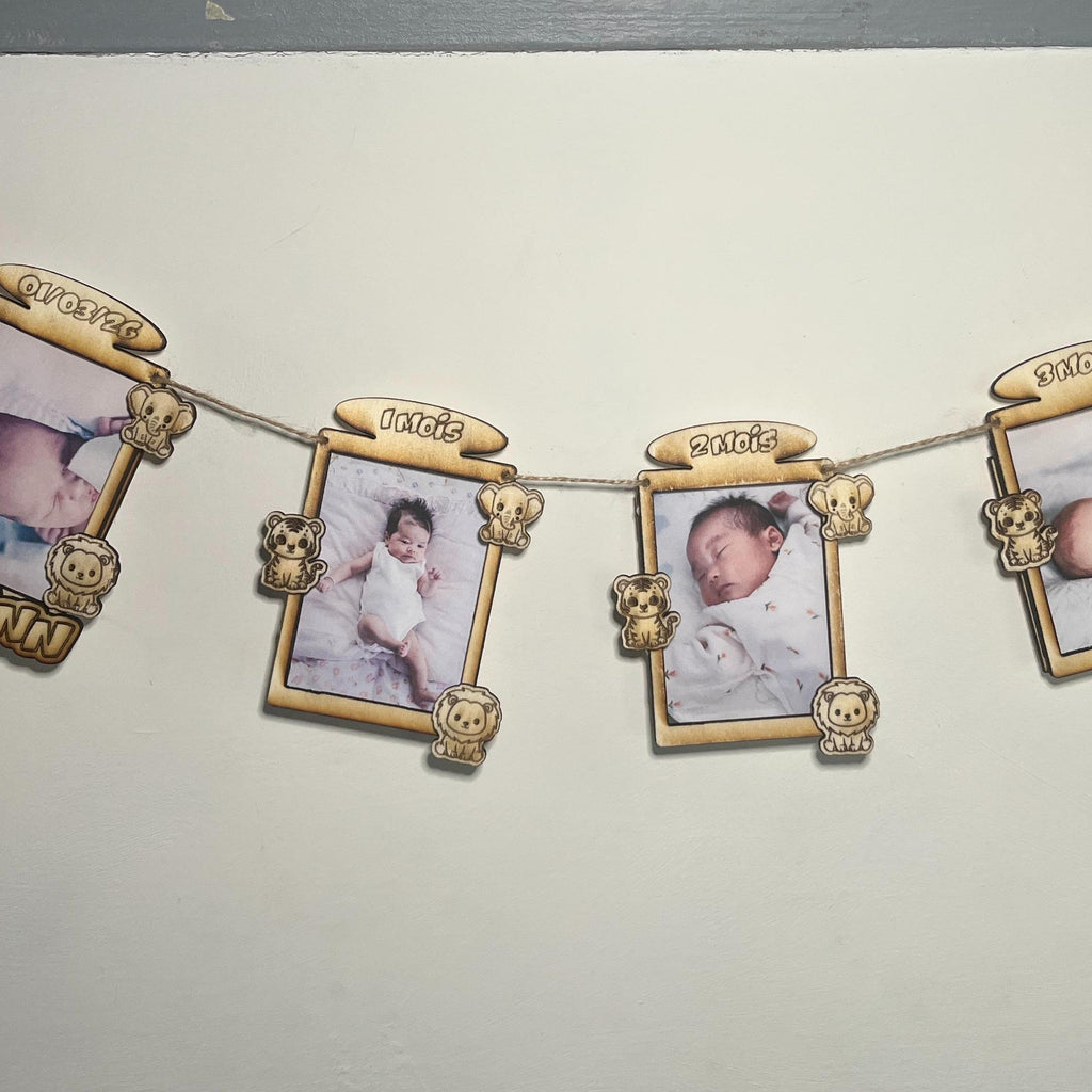 Cadre photo en bois personnalisable avec prénom, photo Naissance