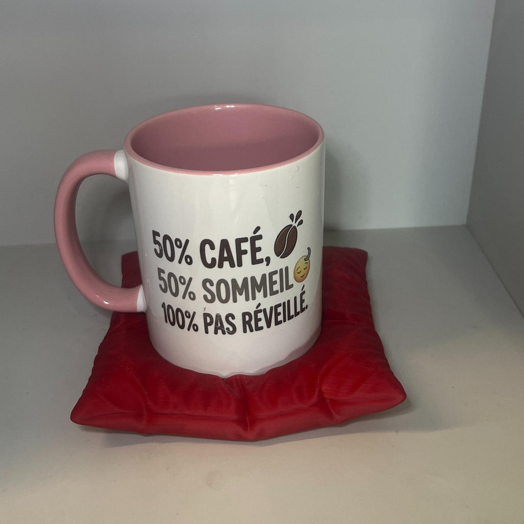 Mug Argent '50% cafe 50% sommeil 100% pas reveille' Design Élégant et Finition de Haute Qualité Idéale pour les Collectionneurs ou Cadeau Unique