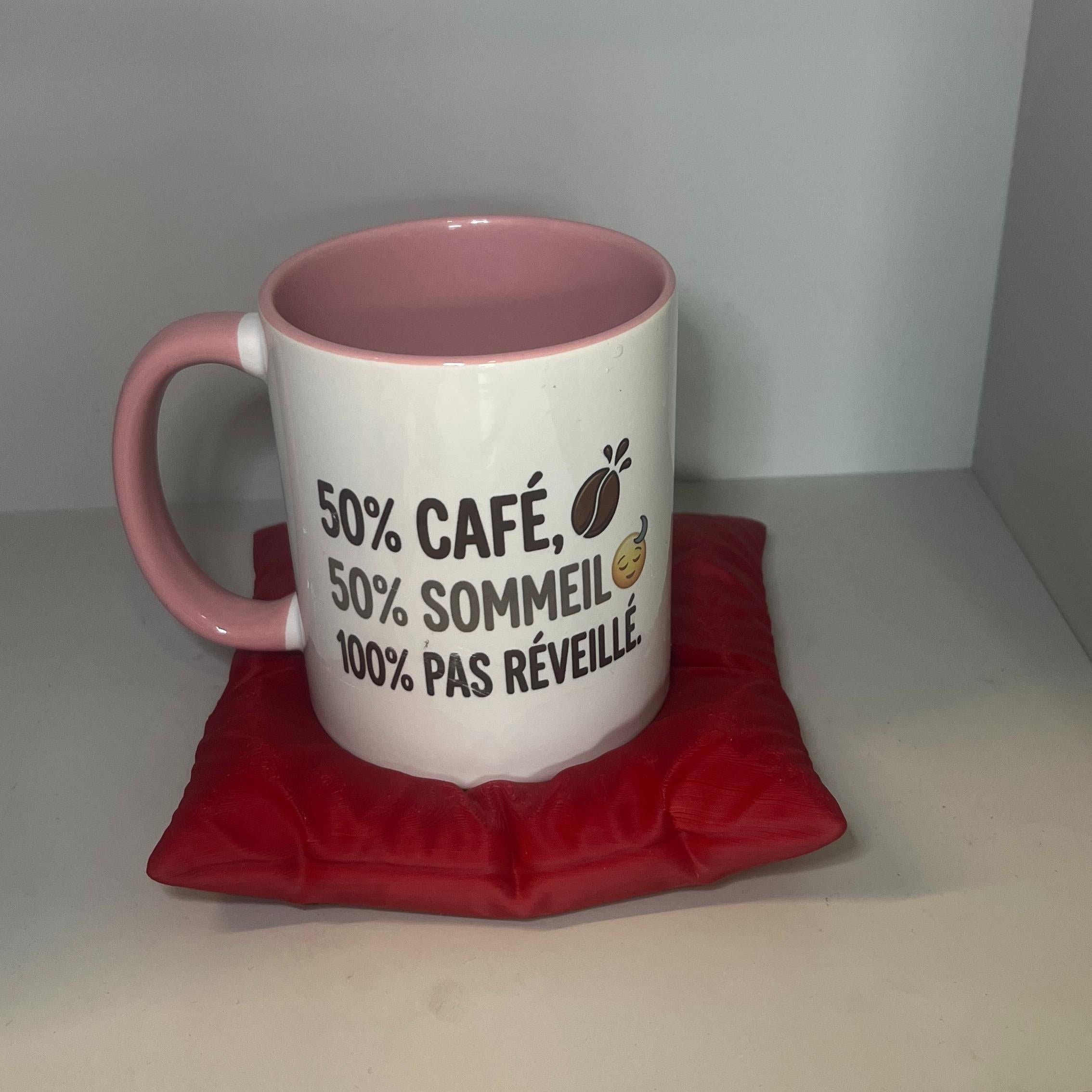 Mug Argent '50% cafe 50% sommeil 100% pas reveille' Design Élégant et Finition de Haute Qualité Idéale pour les Collectionneurs ou Cadeau Unique