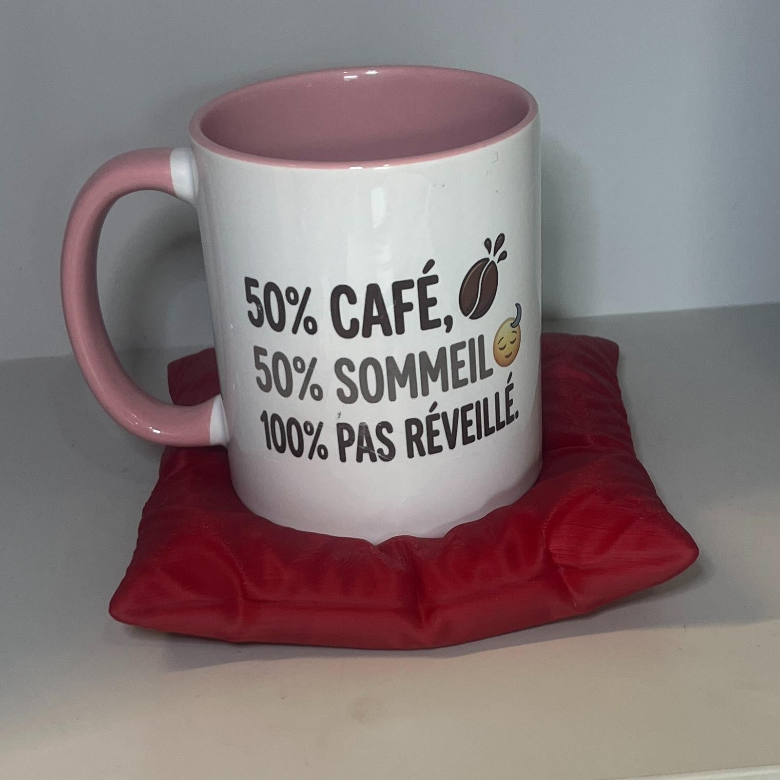 Mug Argent '50% cafe 50% sommeil 100% pas reveille' Design Élégant et Finition de Haute Qualité Idéale pour les Collectionneurs ou Cadeau Unique
