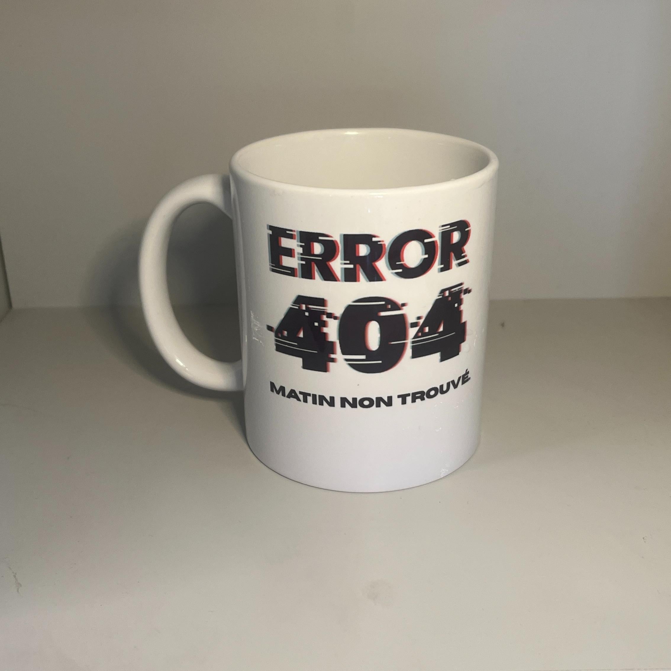 Mug Argent 'Erreur 404' Design Élégant et Finition de Haute Qualité Idéale pour les Collectionneurs ou Cadeau Unique