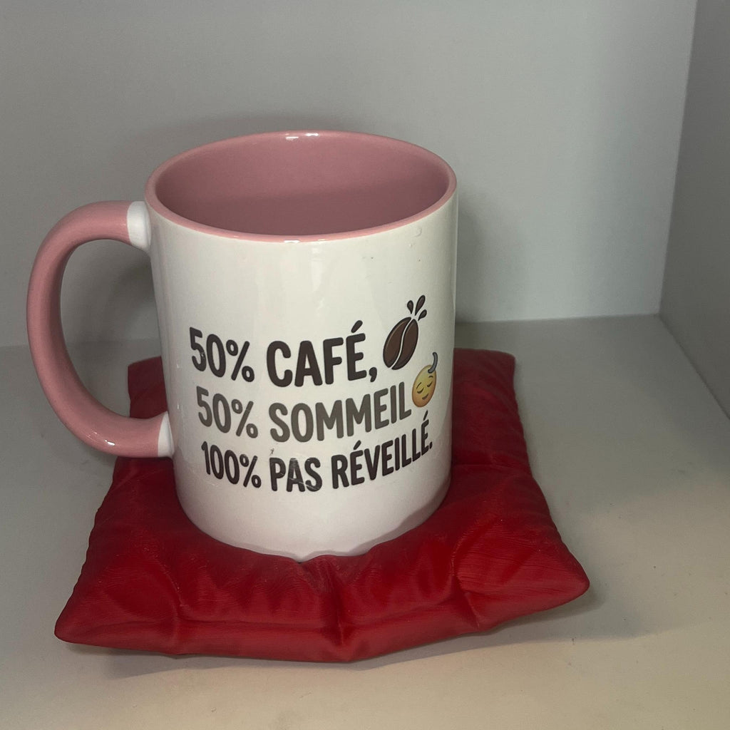 Mug Argent '50% cafe 50% sommeil 100% pas reveille' Design Élégant et Finition de Haute Qualité Idéale pour les Collectionneurs ou Cadeau Unique