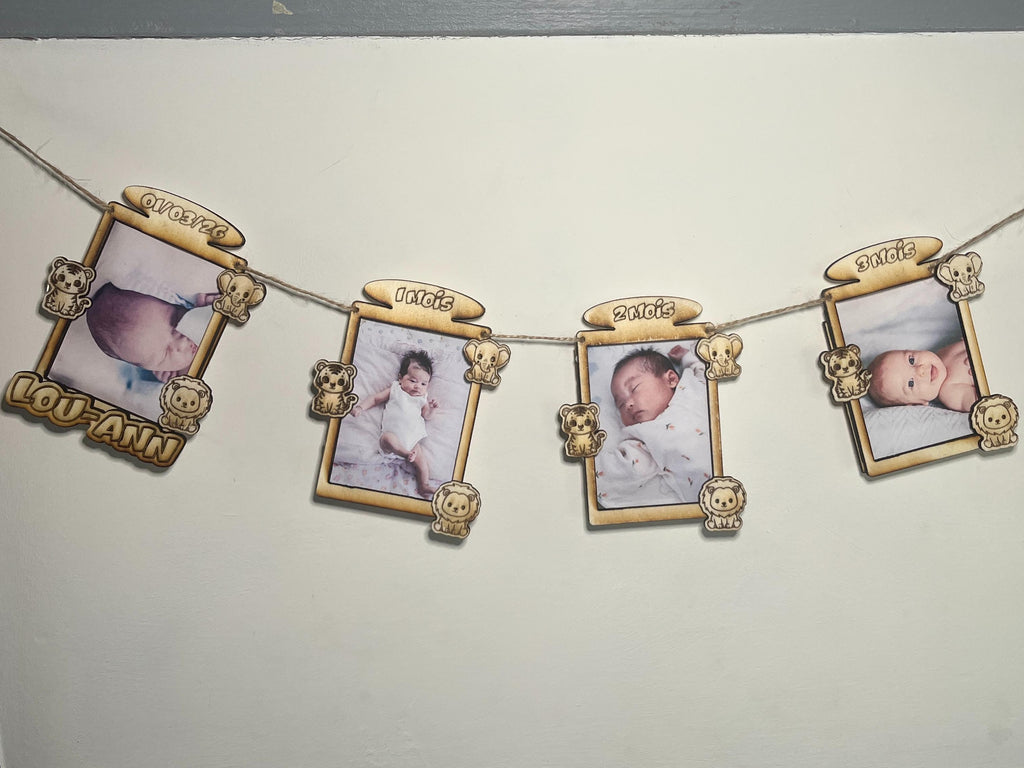 Cadre photo en bois personnalisable avec prénom, photo Naissance