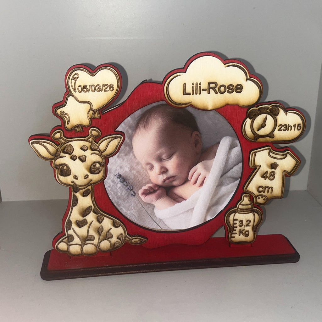 Cadre photo en bois personnalisable avec texte pour bébé, photo Naissance