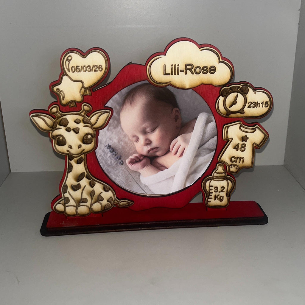 Cadre photo en bois personnalisable avec texte pour bébé, photo Naissance