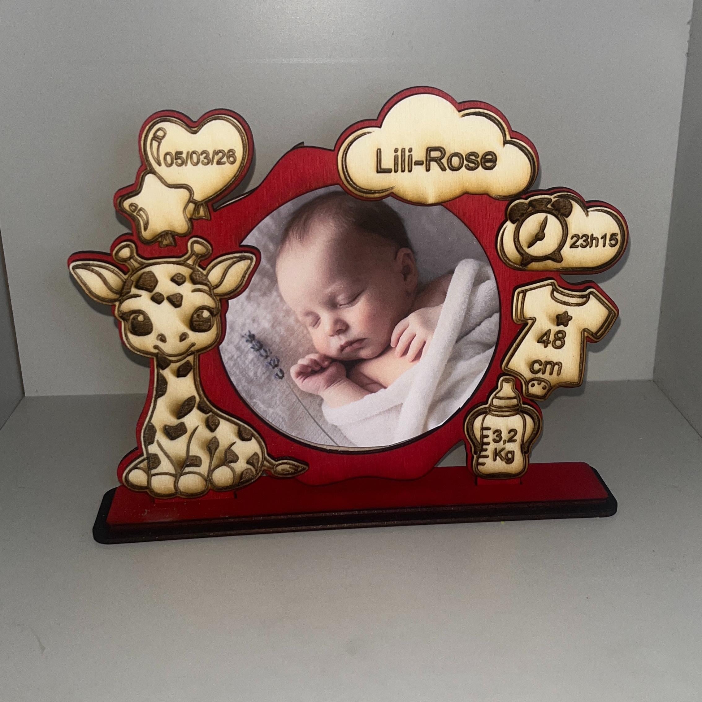 Cadre photo en bois personnalisable avec texte pour bébé, photo Naissance