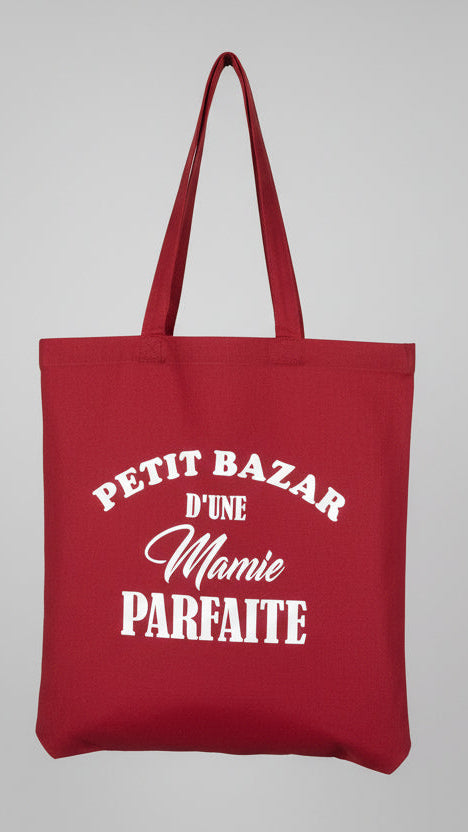 Petit Bazar Sac Shopping Tote Bag Mamie Parfaite 30x30x19cm avec Anses de 40cm Idéal pour Courses et Promenades